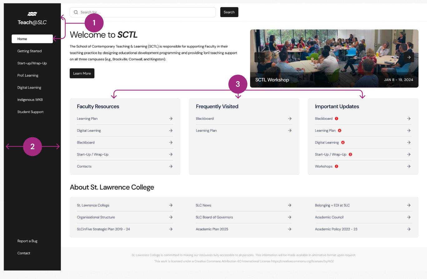SCTL site screen welcome