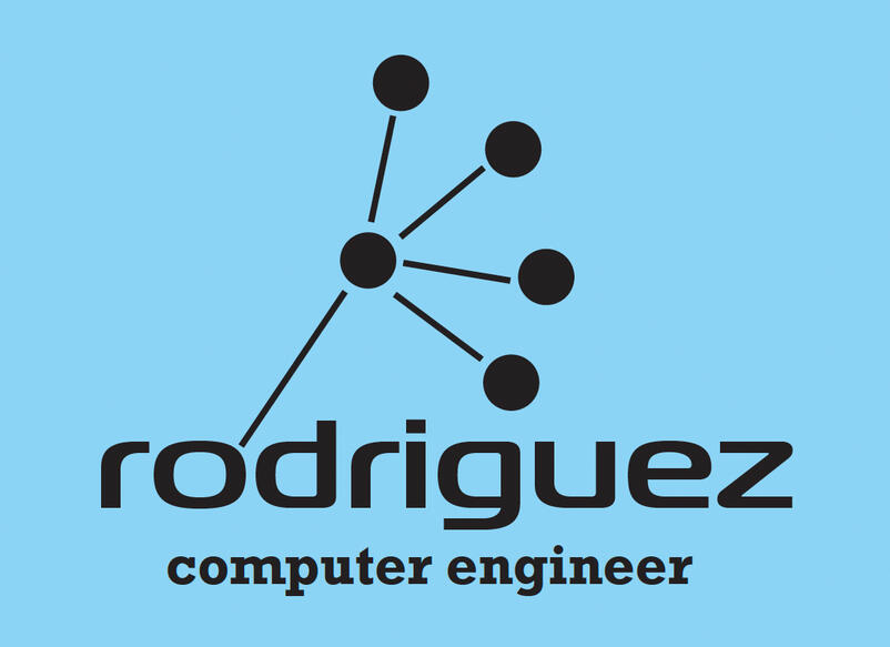 Logo black and blue Connected dots with name in black